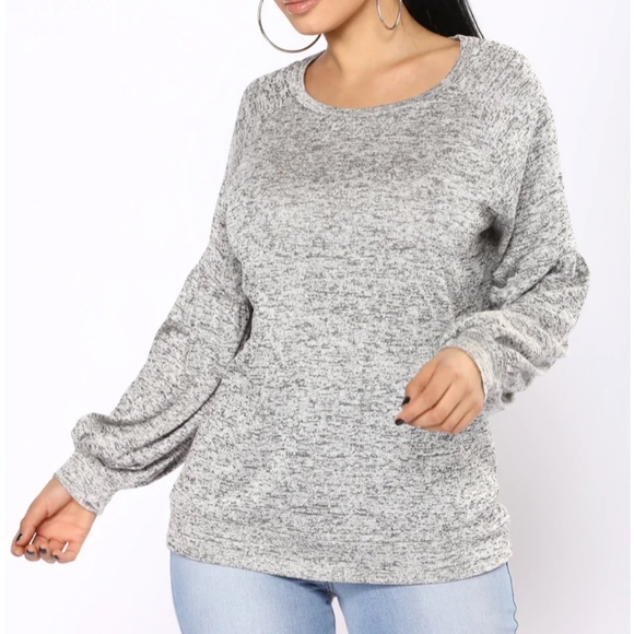 Fashion Nova Still Stuck On You Long Sleeve Top - Heather Grey - Picture 2 of 7